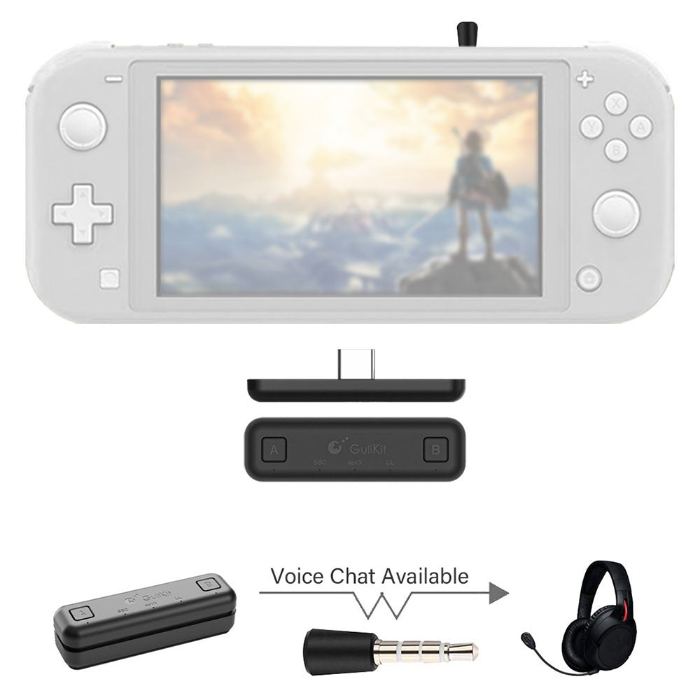 GULIKIT NS07 PRO USB-C Bluetooth Audio Adapter Receiver Kit Compatible with Switch Console Game, Voice Chat Support GULIKIT NS07 PRO USB-C Bluetooth Audio Adapter Receiver Kit Compatible with Switch Console Game, Voice Chat Support